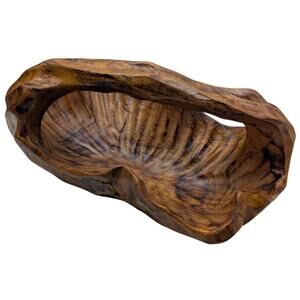 Artisan Hand Carved Burl Wooden Basket/Bowl/Trinket Dish